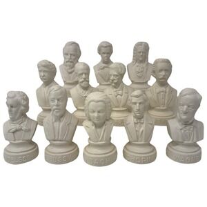 Vintage LOT of 12 Halbe Statuette Figures Bust Famous Music Composers 4" to 5.5"